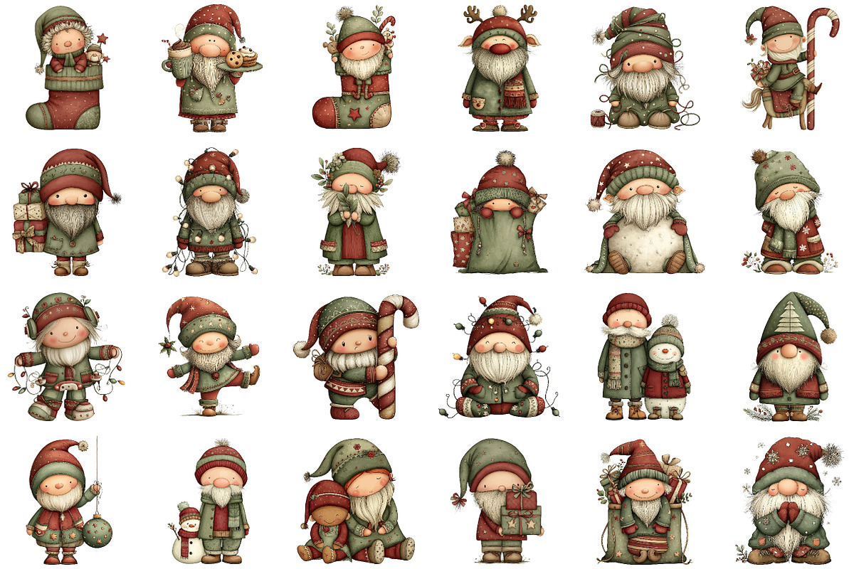 Funny Christmas Gnome Clipart, an Illustration by Sublimation Artist (Photo 2 of 6)