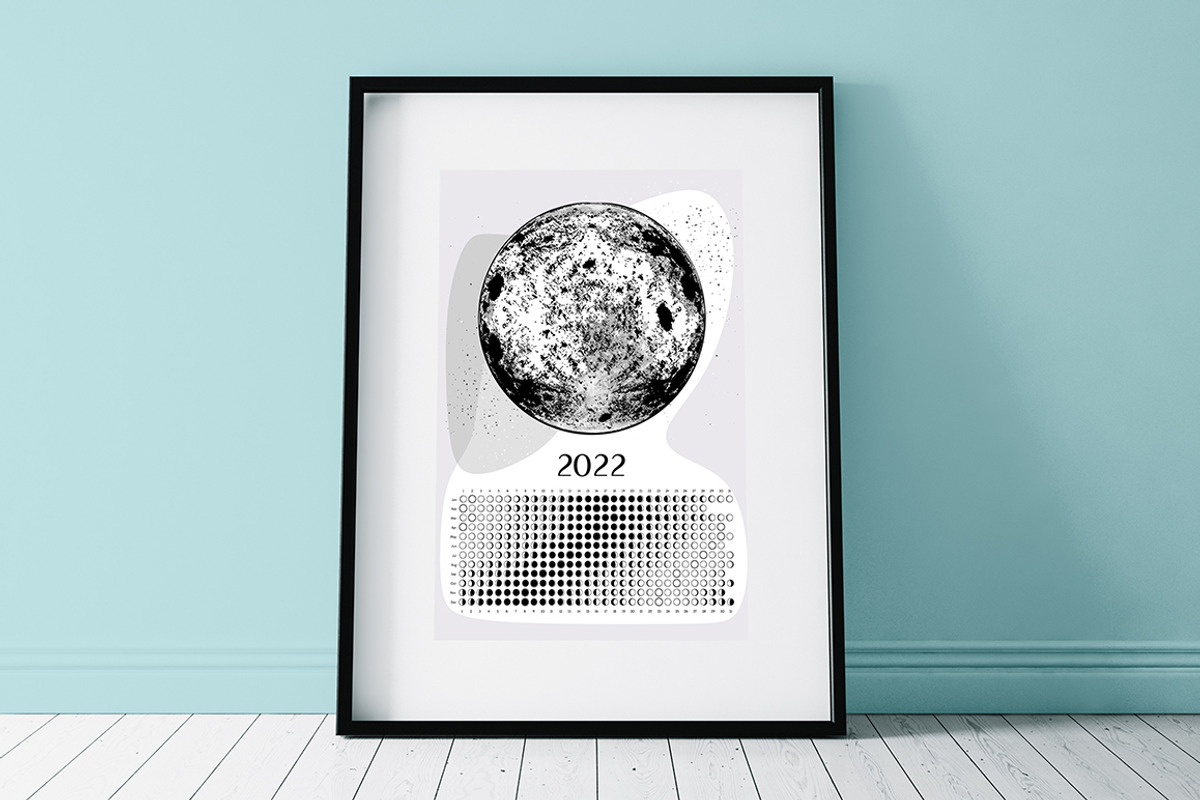 Moon Calendar 2022 Black&White, a Stationery Template by land art (Photo 6 of 7)