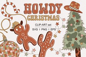 Western Howdy Christmas clipart set