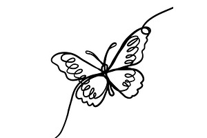 Butterfly One Line Drawing Style