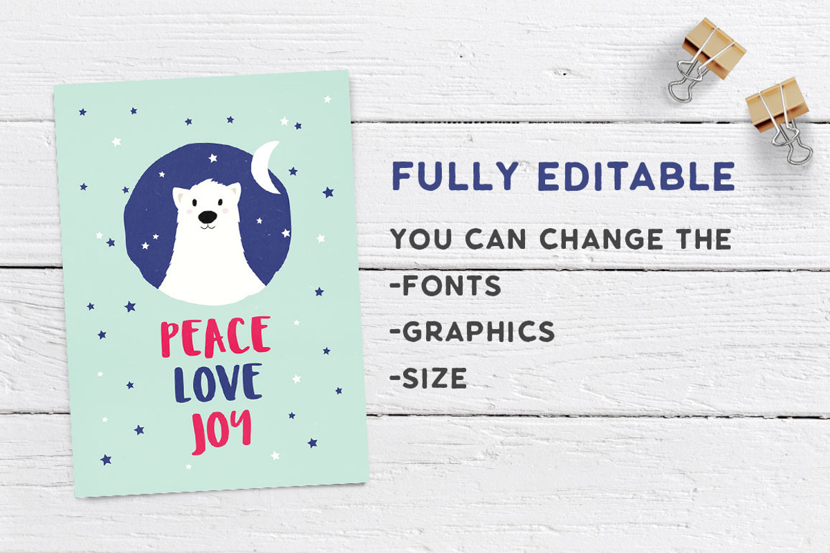 Cute Christmas Card Set, a Card Template by ClementineCreative (Photo 4 of 6)