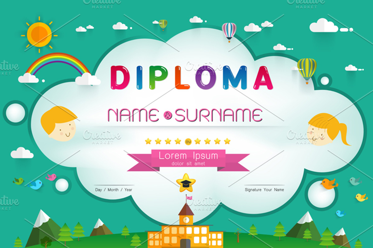 Certificate kids diploma, a Card Template by essense