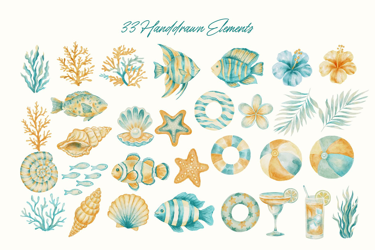 Nautical Watercolor Summer Bundle, a Seasonal Illustration by Red Ink (Photo 2 of 7)
