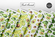 Watercolor Avocado Seamless Patterns, a Food Illustration by OlDm_Shop (Thumbnail 9 of 10)