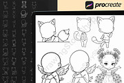 Procreate Chibi Girl Animal Stamps 2, a Brush Add-On by DrawingStoryShop (Thumbnail 4 of 6)
