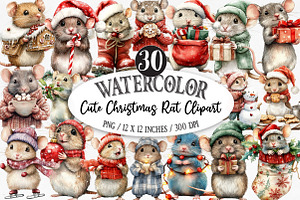 Cute Christmas Rat Sublimation, an Illustration by Designking