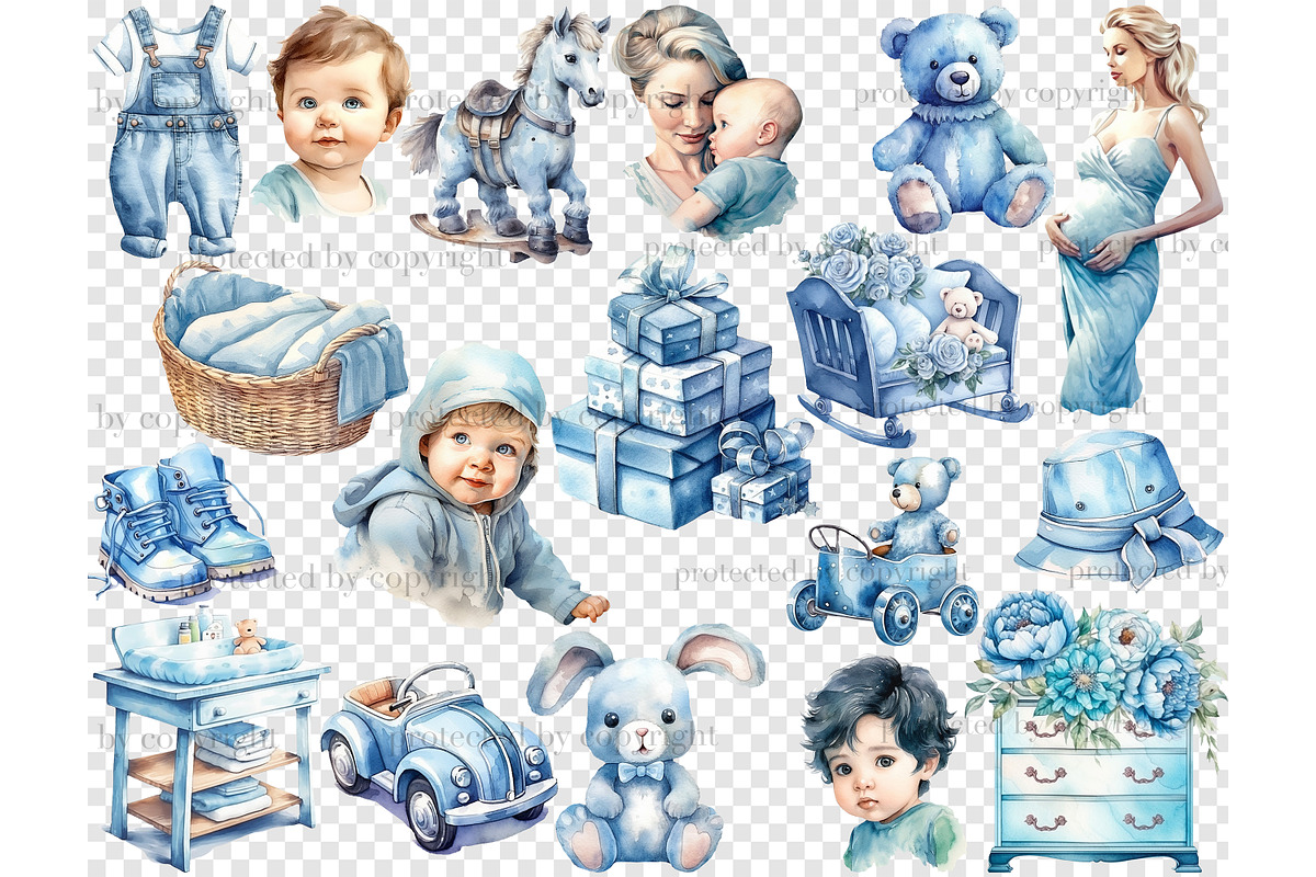 Baby Boy Clipart Bundle, a Person Illustration by GlamArtZhanna (Photo 3 of 5)