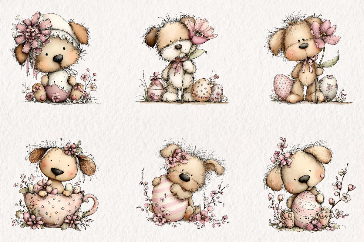 Whimsical Easter Dogs Clipart, an Illustration by CreationArt (Photo 6 of 7)
