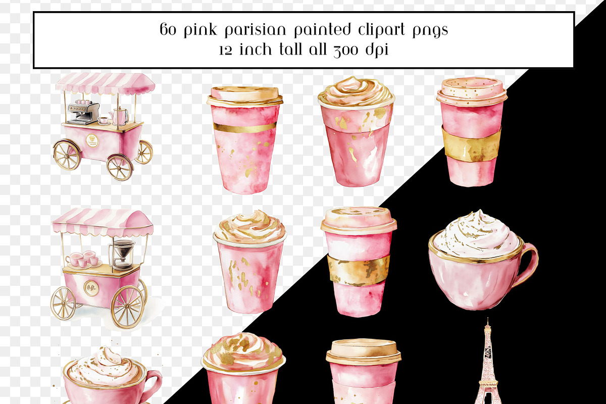 60 Pink Parisian Coffee Shop Clipart, a Graphic by AllTheKewtClipart (Photo 3 of 6)