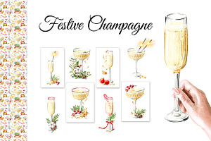 Festive Champagne, a Food Illustration by Daria Ustiugova