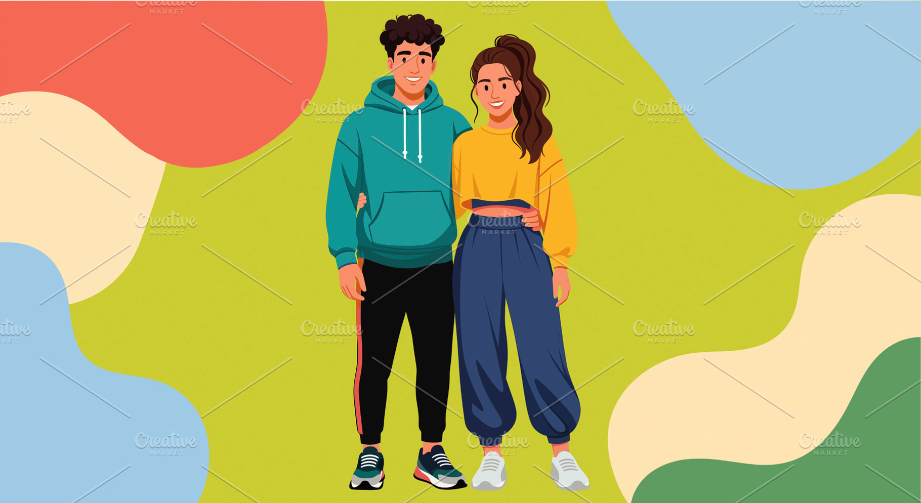 couple embracing wearing casual spor, a Person Photo by angellodeco