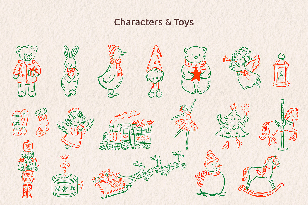 Christmas Wonderland hand drawn set, a Seasonal Illustration by Idressart (Photo 3 of 13)