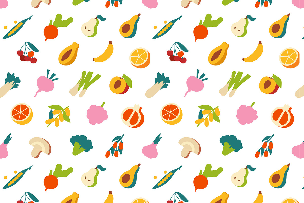 Fruits & vegetables icons set, a Food Illustration by PaperTrident (Photo 13 of 14)