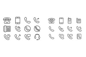 Collection of various phone icons in, a Technology Illustration by ZinetroN