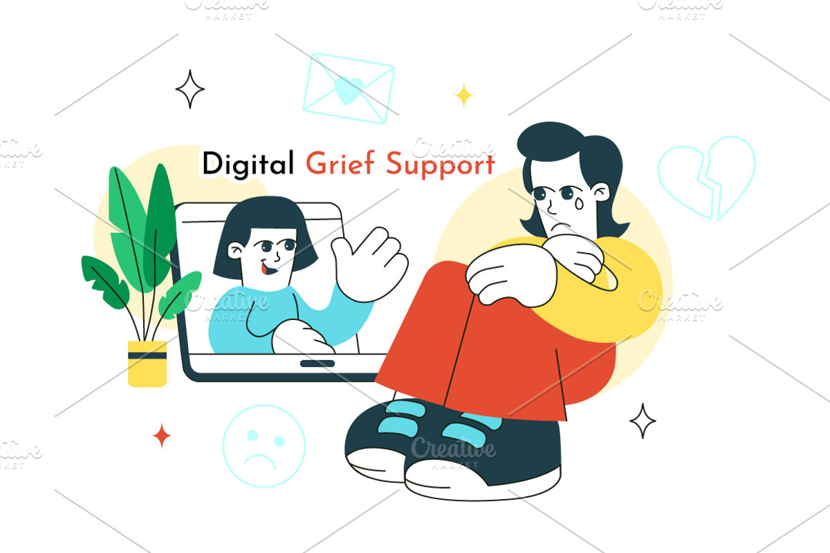 10 Digital Grief Support, a Person Illustration by denayunebgt (Photo 4 of 4)