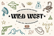 Wild West Boho Line Art Icon Set, a Decorative Illustration by Yanakicc (Thumbnail 1 of 8)