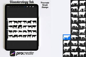 Cow Silhouette Set 1 Procreate Brush