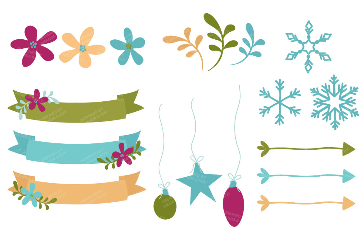 Bohemian Christmas Clipart & Papers, an Illustration by Amanda Ilkov (Photo 4 of 5)