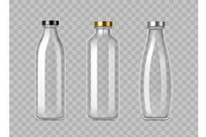 Empty glass milk bottles with metal, a Food Illustration by art PVP - market