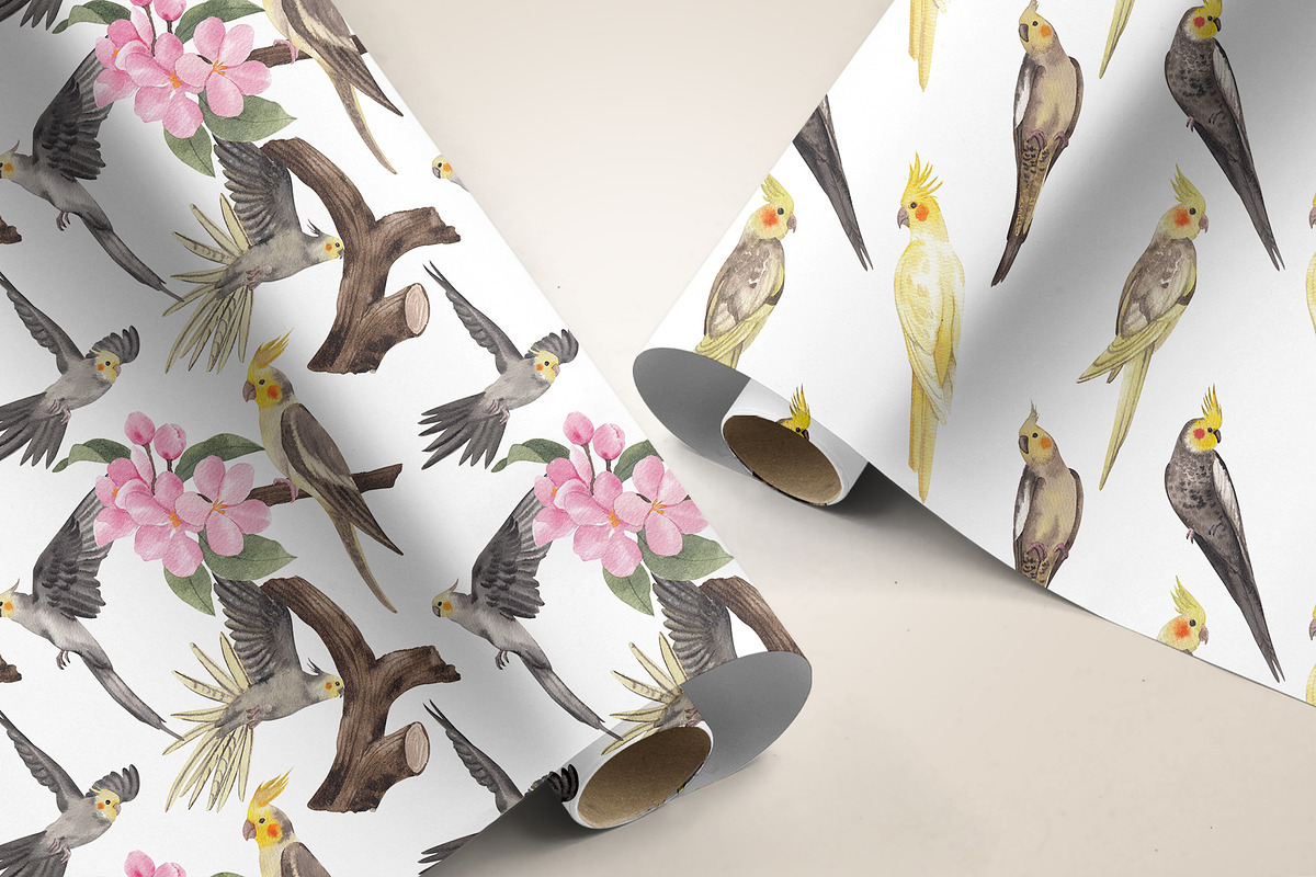 Cockatiel Birds Watercolor, an Animal Illustration by CreativeValuation (Photo 15 of 15)