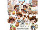 Watercolor Cowboy Clipart Bundle, an Illustration by CharmClipart (Thumbnail 1 of 10)