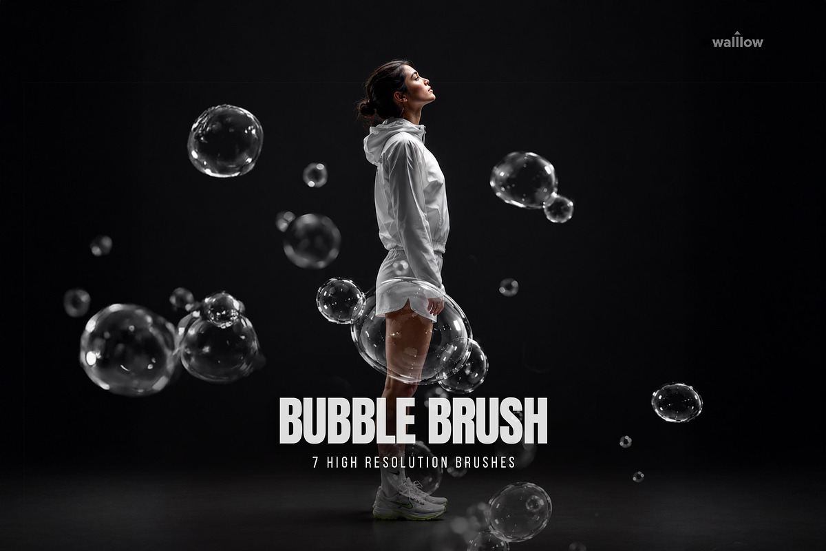 7 Water Bubble Photoshop Brushes, a Brush Add-On by Walllow Creatives (Photo 1 of 4)