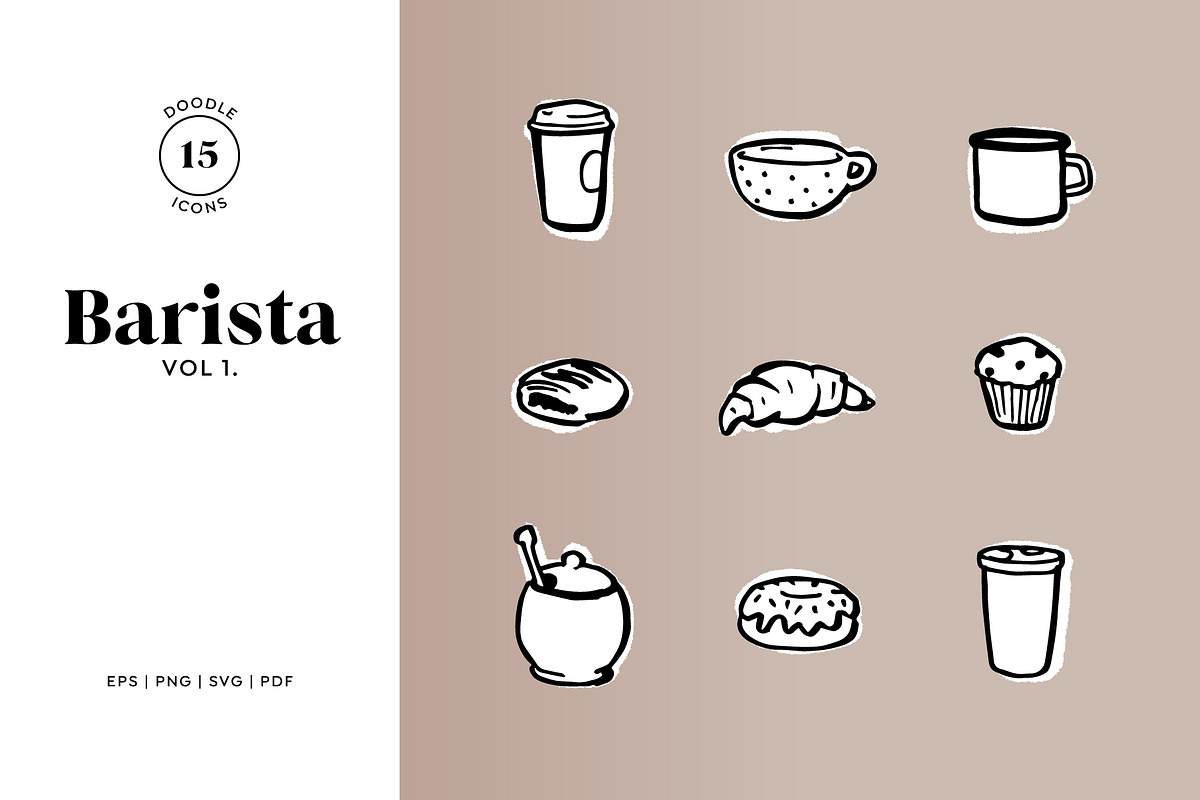 15 Doodles Icons - Coffee VOL1, an Icon by Andimaginary Creative Co. (Photo 1 of 3)