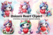 Unicorn Heart Watercolor Clipart, an Illustration by Libby Wishes (Thumbnail 1 of 5)