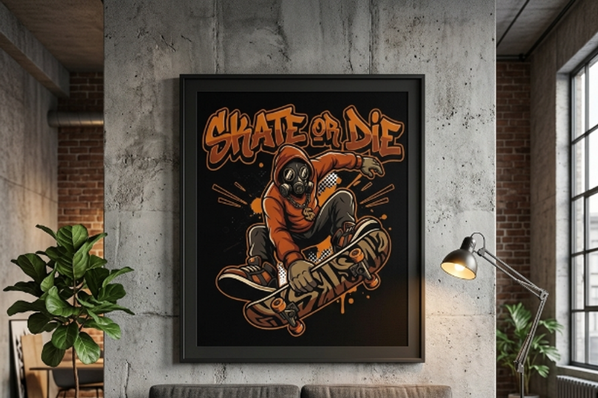 Skate Or Die Gas Mask Rider, a Shirt Mockup by Vector Stall (Photo 14 of 14)