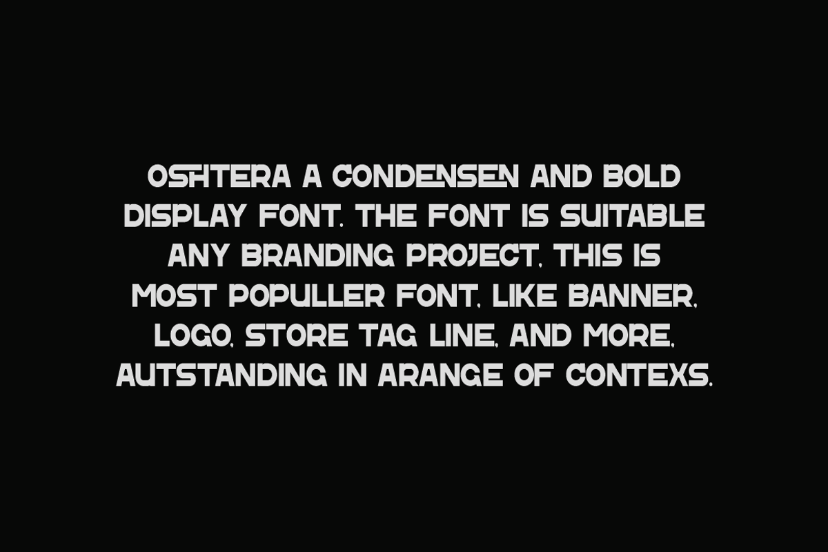 Oshtera - Condensed Font, a Sans Serif Font by Iqsiart Studio (Photo 2 of 7)