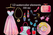Fashion Watercolor Clipart, an Object Illustration by AnastasiaWatercolor (Thumbnail 3 of 10)