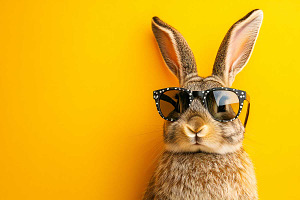 Cool bunny with glasses, an Animal Photo by VetalStock