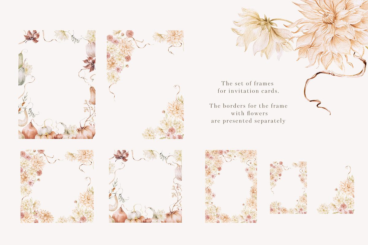 Fall dahlias, pumpkins and mushrooms, an Illustration by astelenadesign (Photo 15 of 16)