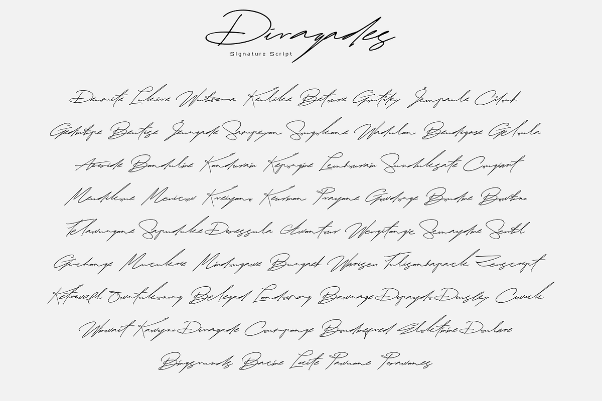 Diragades | Signature Script, a Script Font by Mozyen Studio (Photo 7 of 10)