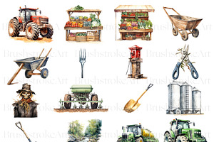 Farm Watercolor Clipart Bundle