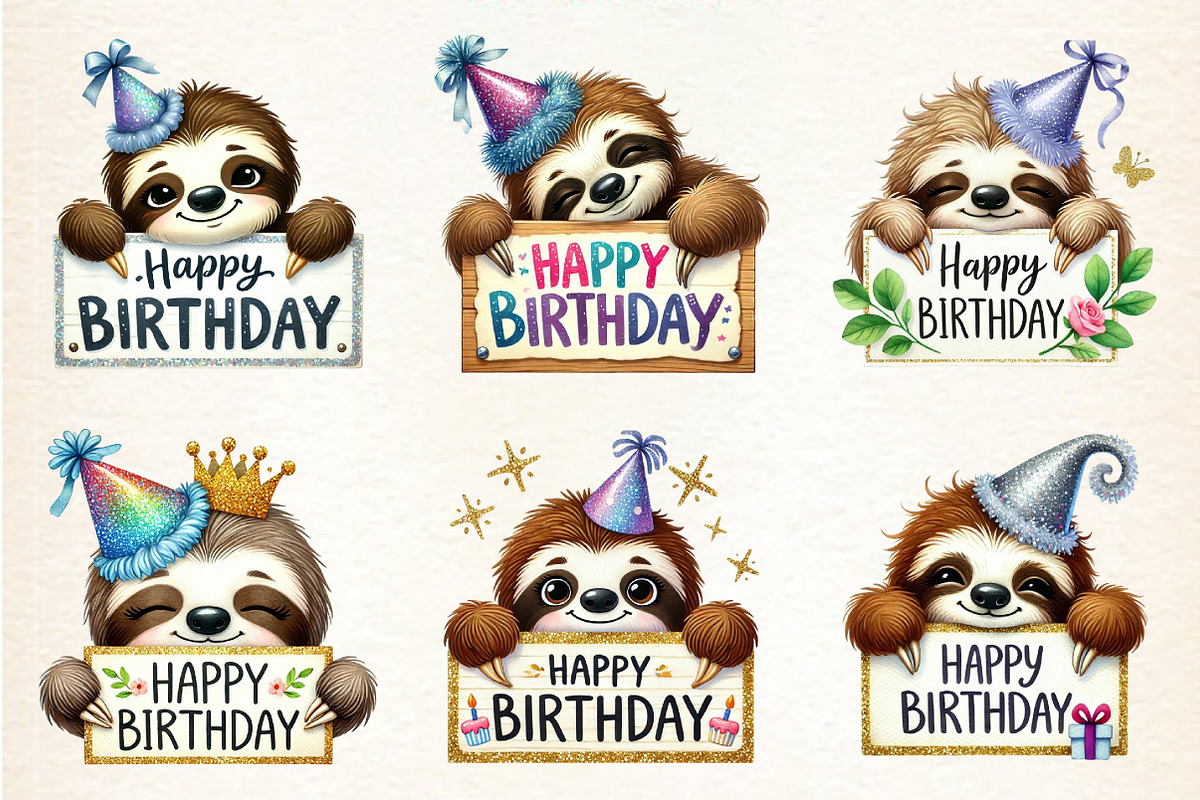 Peeking Birthday Animal Clipart Bund, an Illustration by DreamArtGraphic (Photo 4 of 4)