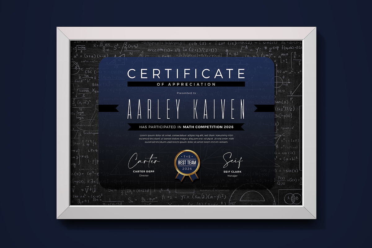 Mathematics Certificate, a Stationery Template by Aarley Kaiven (Photo 1 of 2)