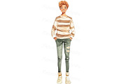 Happy teenager watercolor PNG set, a Person Illustration by Bubert Art (Thumbnail 3 of 8)
