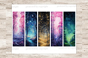 Night Forest Bookmarks, a Seasonal Illustration by GlamArtZhanna (Thumbnail 2 of 3)