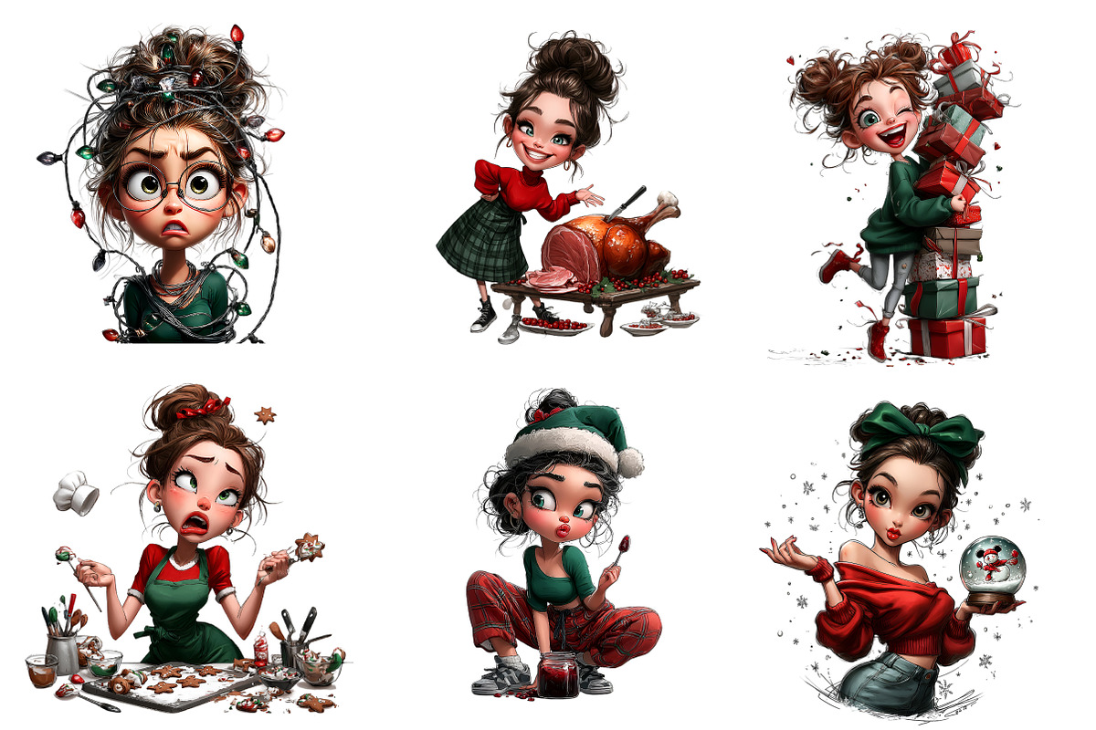 Quirky Christmas Girl Clip Art, an Illustration by CreationArt (Photo 3 of 5)