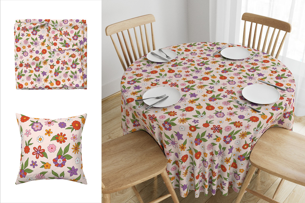Retro Floral Patterns Collection, a Pattern Graphic by Viaireshop (Photo 2 of 5)