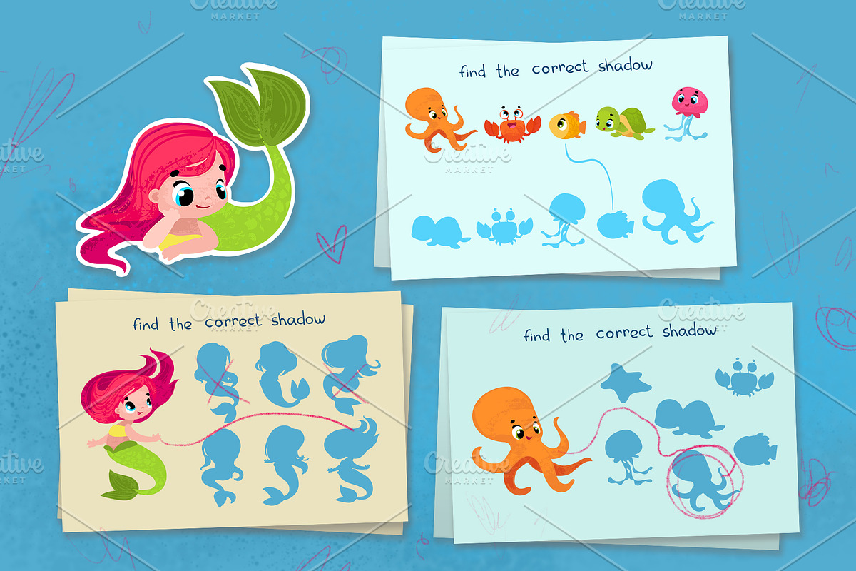 Educational games with mermaids, an Animal Illustration by tata_ota (Photo 3 of 4)