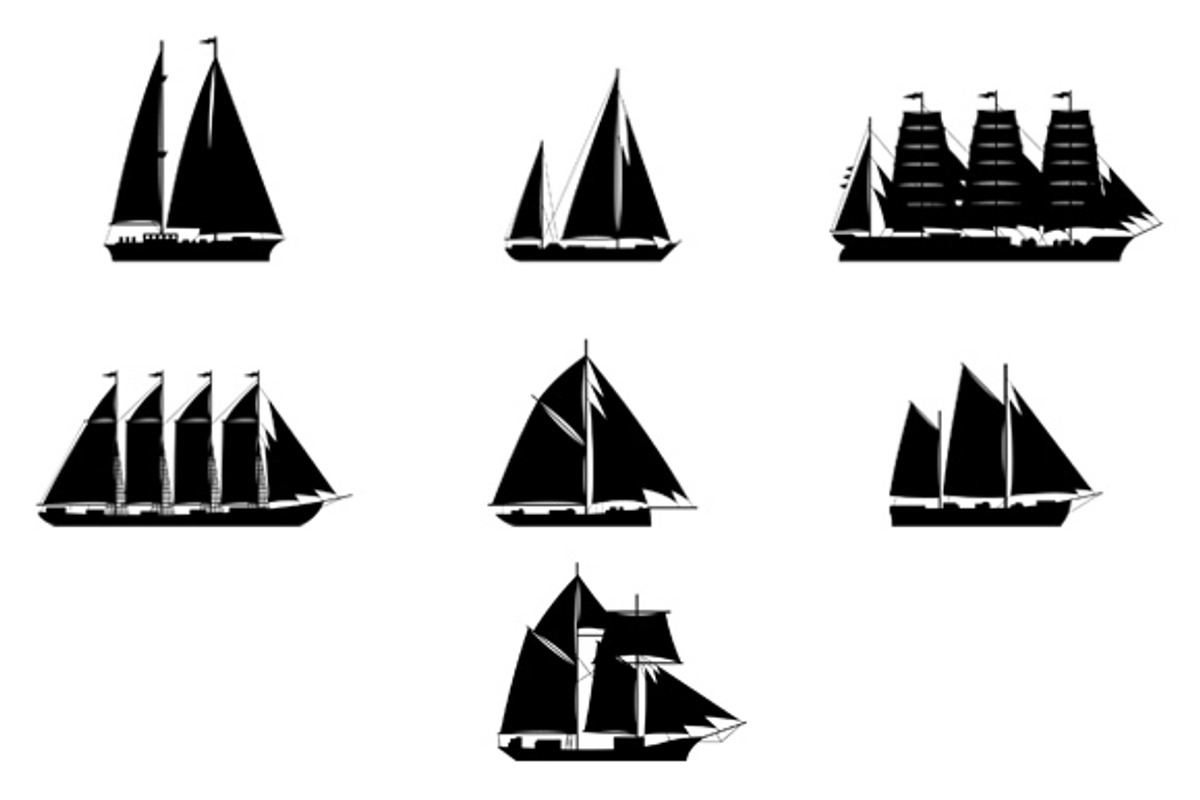 Sailing Ships Set, a Transportation Illustration by Albert Does Stuff (Photo 3 of 3)