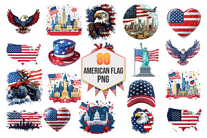 American Flag PNG Bundle, Clipart, an Object Graphic by Pixeness Studio