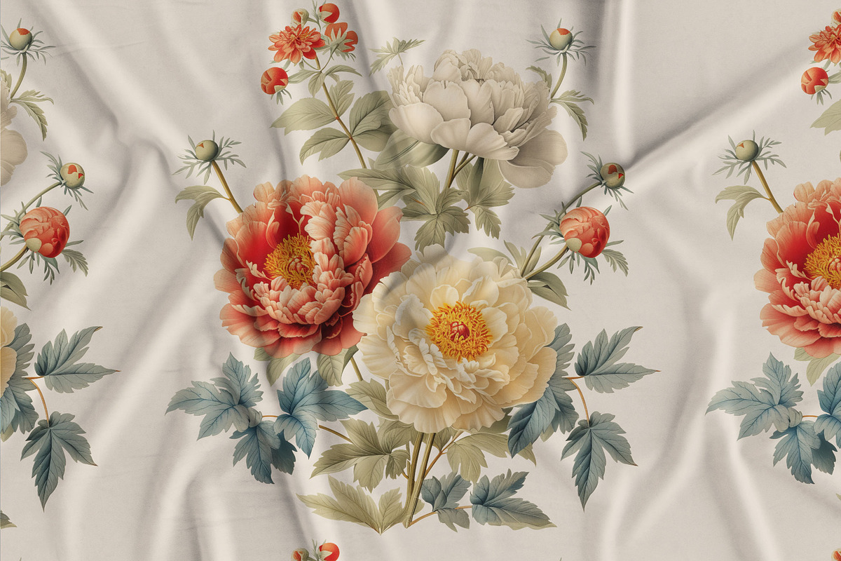 Vintage Peonies Floral Pattern, a Pattern Graphic by Olya Creative (Photo 3 of 10)