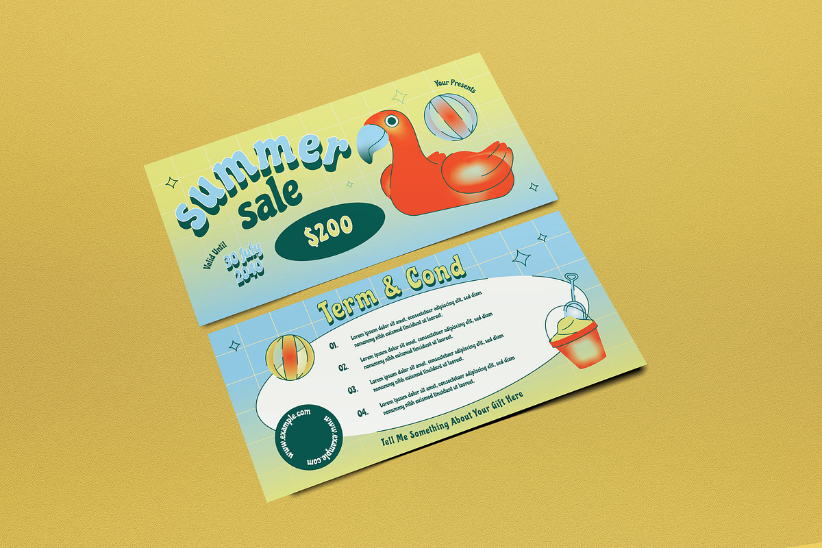 Blue Gradient Summer Voucher, a Card Template by graphicook (Photo 2 of 3)