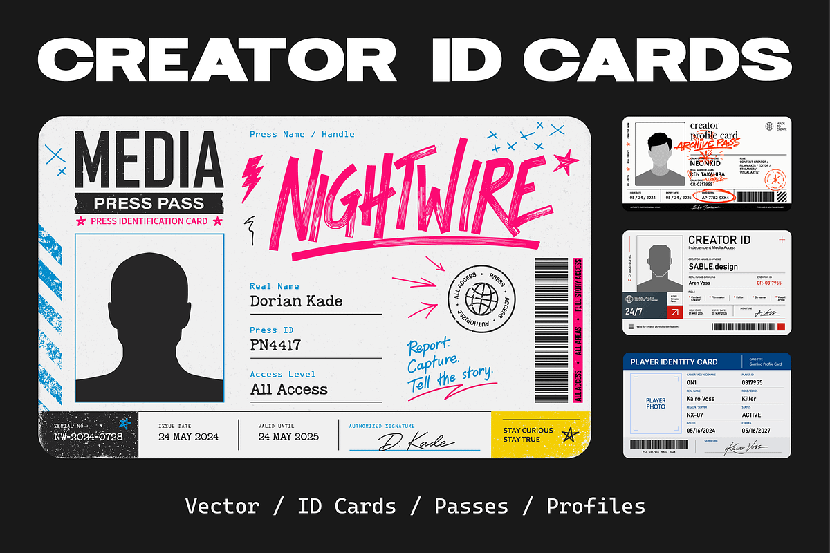 Creator ID Cards Vector Pack, an Object Graphic by SergeyBitos (Photo 1 of 5)