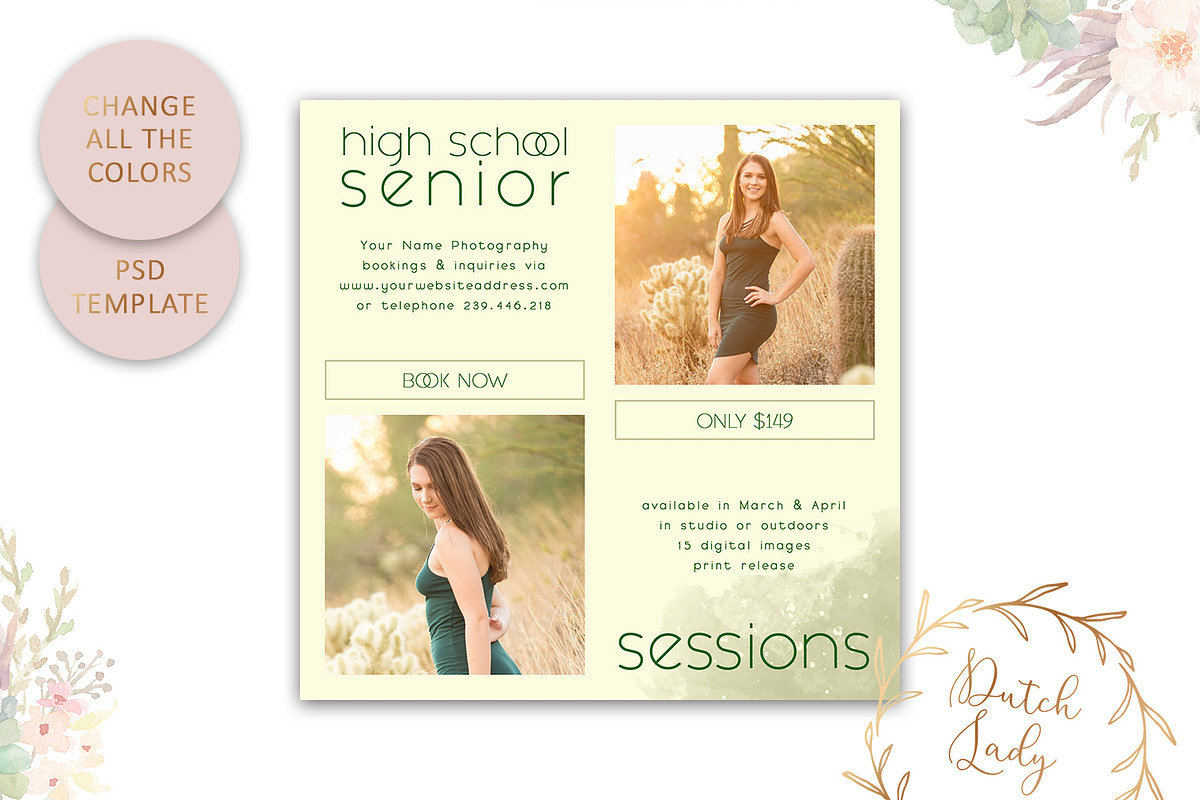 PSD Photo Session Card Template #53, a Card Template by The Dutch Lady ...