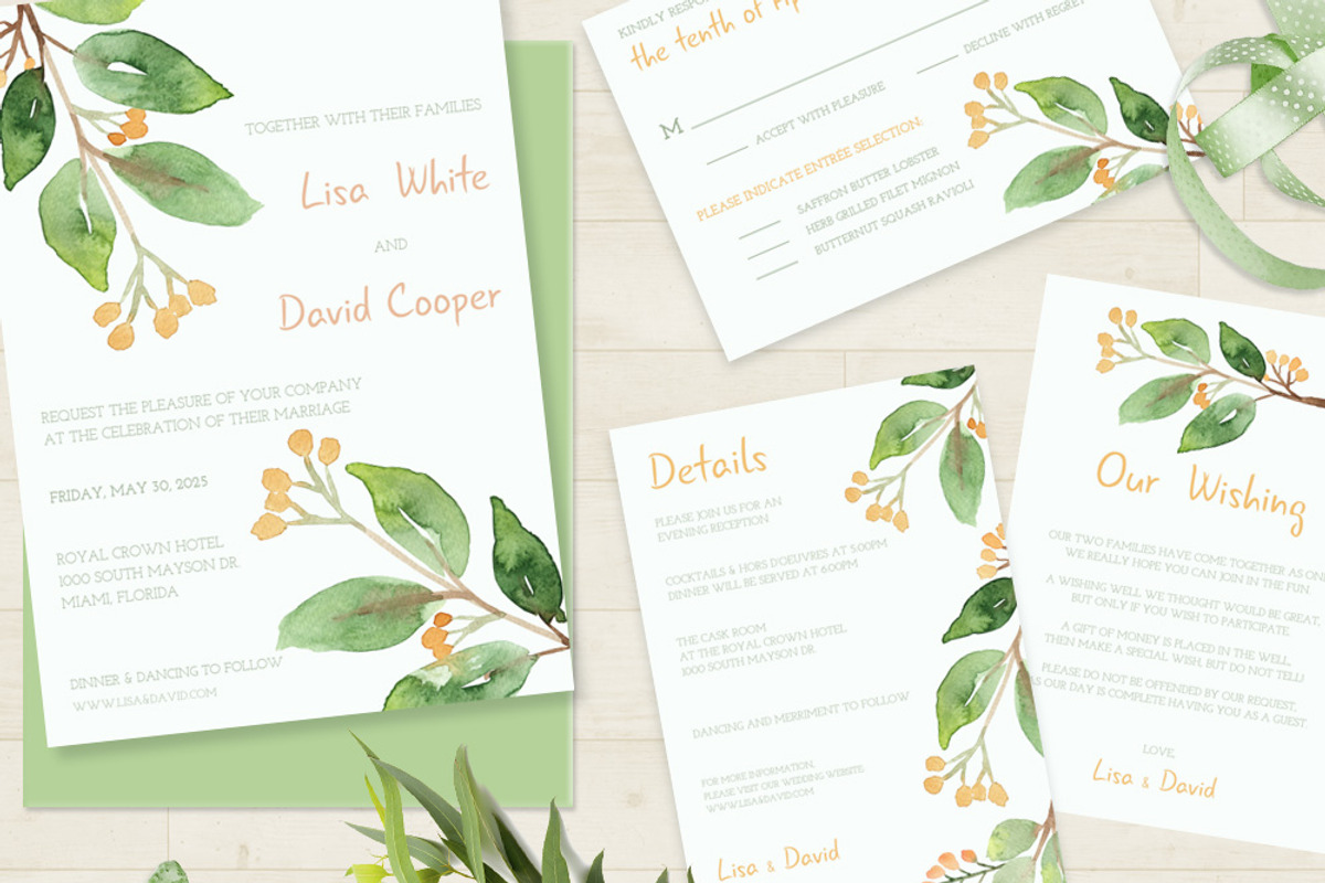 Floral Watercolor Wedding Suite, an Invitation Template by Love Design (Photo 2 of 15)
