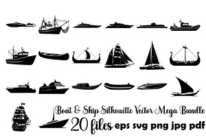 Boat & Ship Silhouette Vector Mega, an Object Illustration by Designer_Momina